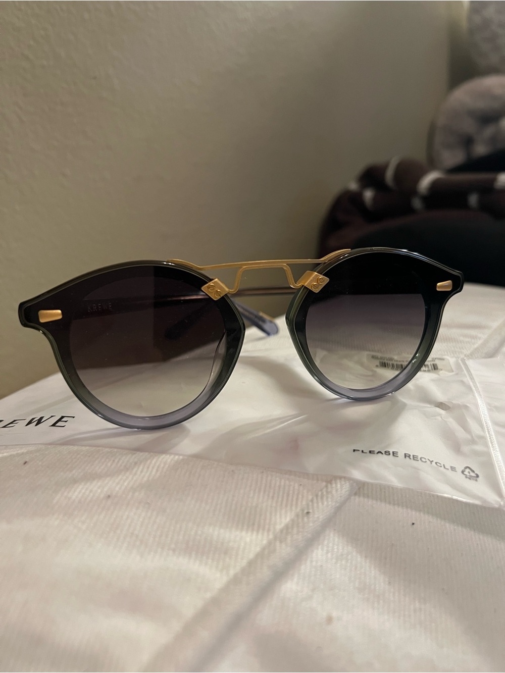 NEW KREWE SUNGLASSES STL NYLON MATCHA 24K